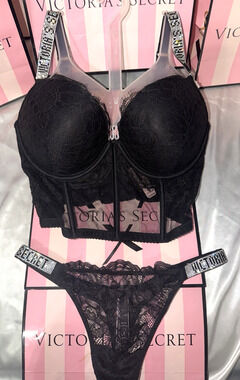Victorias Secret Very Sexy Bra Corset Shine Strap Push Up 34DD Medium